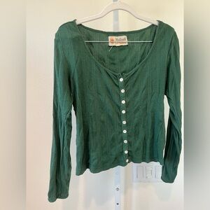Women's Forest Green Button Down Shirt